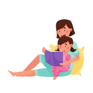 mother reading with small child