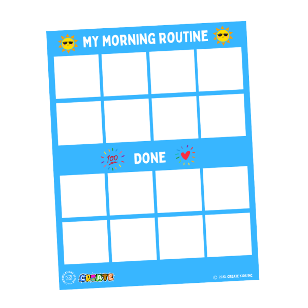 customizable routine chart for kids 3-8 years old